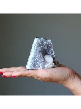 Amethyst Geode White Calcite Cluster Soul Awakening 3 Inch